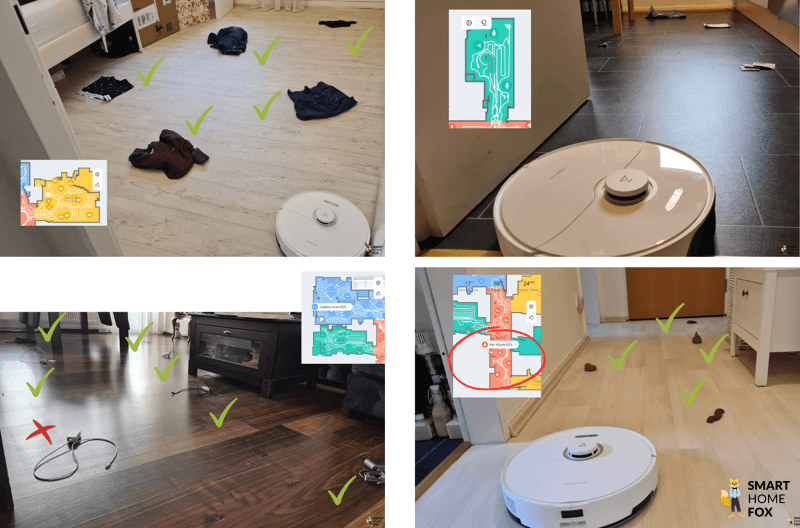 Можно увидеть результаты испытаний на обнаружение препятствий Roborock S8 Pro Ultra.